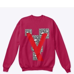 Yaru Red Crewneck Sweater with V-Pattern